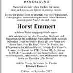 Danksagung Horst Emmert