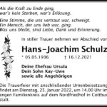 Traueranzeige Hans-Joachim Schulz