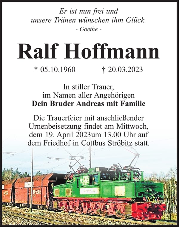Traueranzeige Ralf Hoffmann