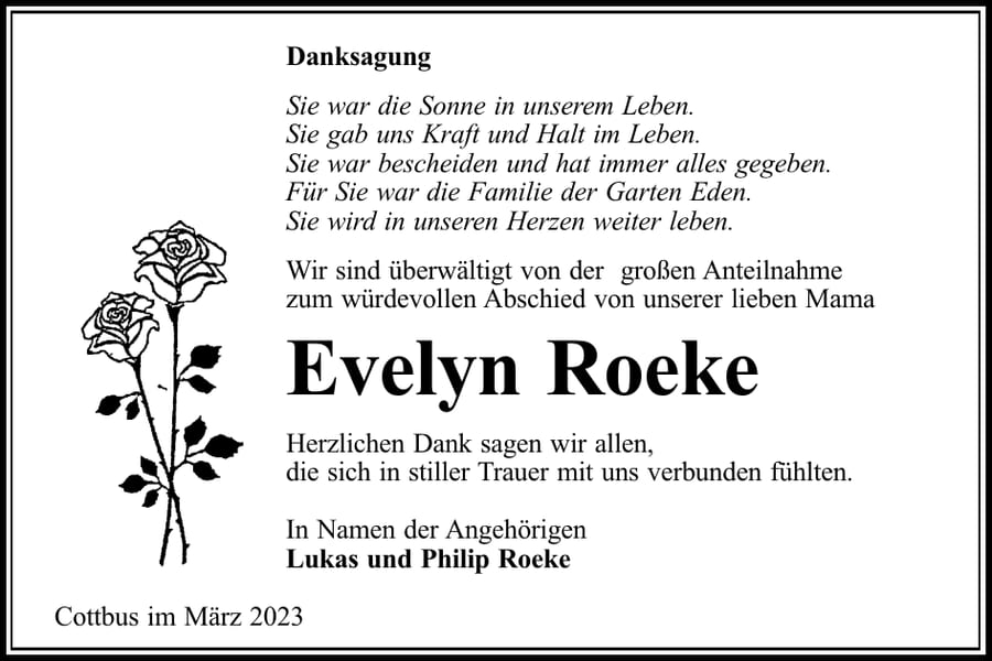 Danksagung Evelyn Roeke