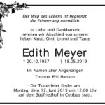 Traueranzeige Edith Meyer