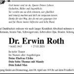 Traueranzeige Dr. Erwin Roth