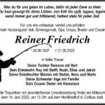 Traueranzeige Reiner Friedrich