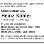 Traueranzeige Heinz Köhler
