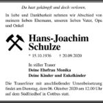 Traueranzeige Hans-Joachim Schulze