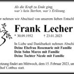 Traueranzeige Frank Lecher