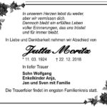 Traueranzeige Jutta Moritz