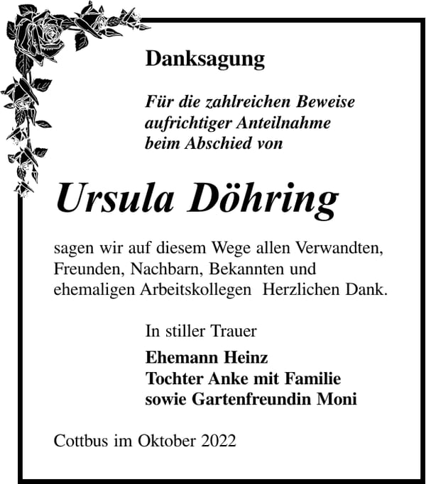 Danksagung Ursula Döhring