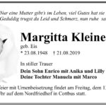 Traueranzeige Margitta Kleinert, geb. Eis
