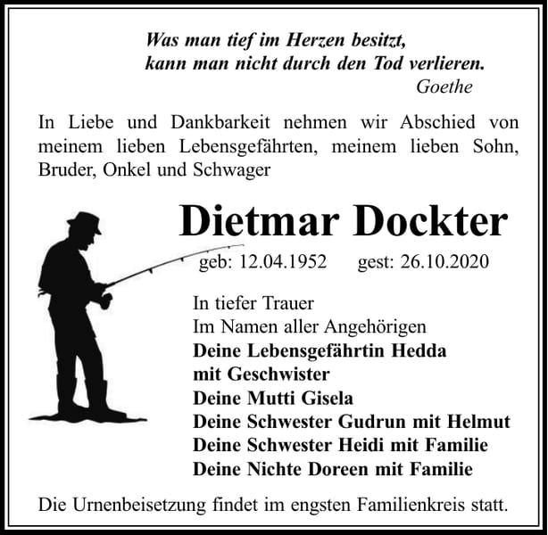 Traueranzeige Dietmar Dockter