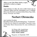 Danksagung Norbert Obronczka