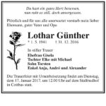 Traueranzeige Lothar Günther