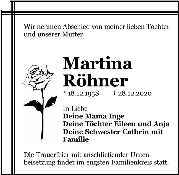 Traueranzeige Martina Röhner