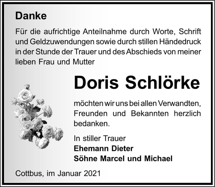 Danksagung Doris Schlörke