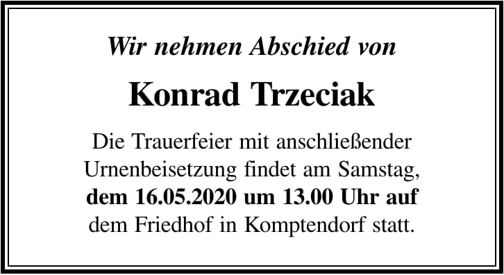 Traueranzeige Konrad Trzeciak
