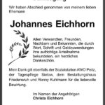 Danksagung Johannes Eichhorn