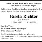 Traueranzeige Gisela Richter, geb. Schmohl