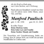 Traueranzeige Manfred Paulisch
