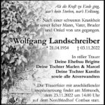 Traueranzeige Wolfgang Landschreiber