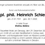 Traueranzeige Dipl. phil. Heinrich Schierz