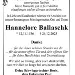 Traueranzeige Hannelore Ballaschk