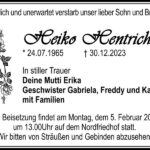 Traueranzeige Heiko Hentrich