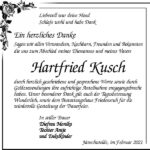 Danksagung Hartfried Kusch