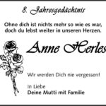 Jahresgedenken Anne Herles