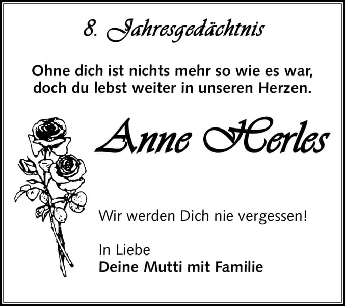 Jahresgedenken Anne Herles