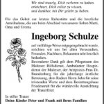 Danksagung Ingeborg Schulze