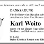 Danksagung Karl Woito