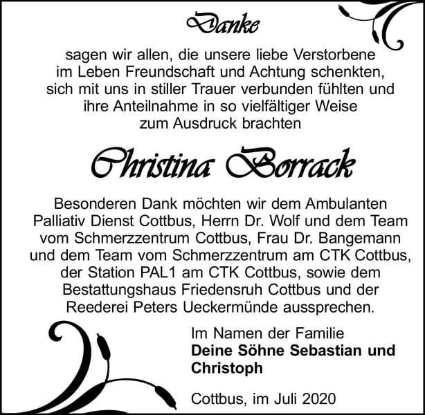 Danksagung Christina Borrack