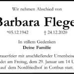 Traueranzeige Barbara Flegel