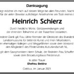 Danksagung Heinrich Schierz