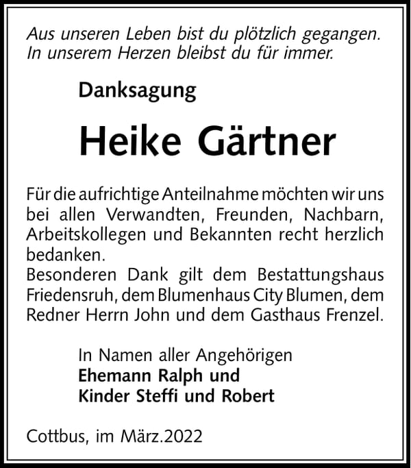 Danksagung Heike Gärtner