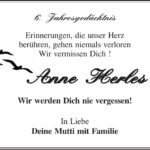 Jahresgedenken Anne Herles