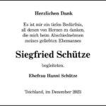 Danksagung Siegfried Schütze