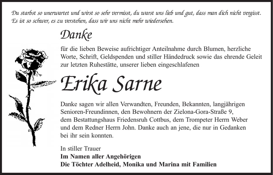 Danksagung Erika Sarne