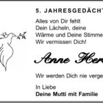 Jahresgedenken Anne Herles