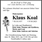 Traueranzeige Klaus Koal