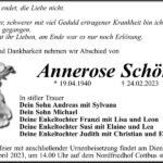 Traueranzeige Annerose Schön