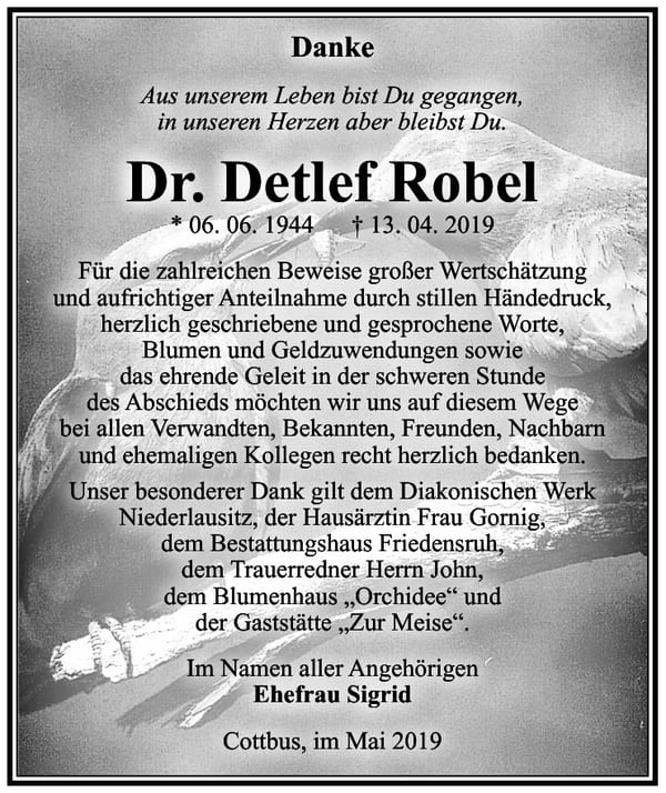 Traueranzeige Dr. Detlef Robel