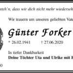 Traueranzeige Günter Forker