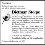 Danksagung Dietmar Stolpe