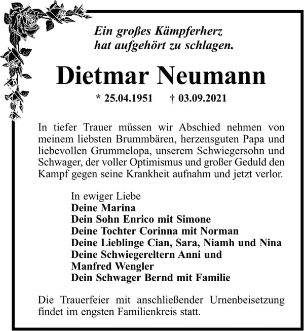 Traueranzeige Dietmar Neumann