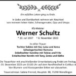 Traueranzeige Werner Schultz