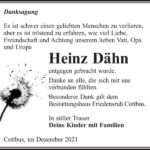 Danksagung Heinz Dähn