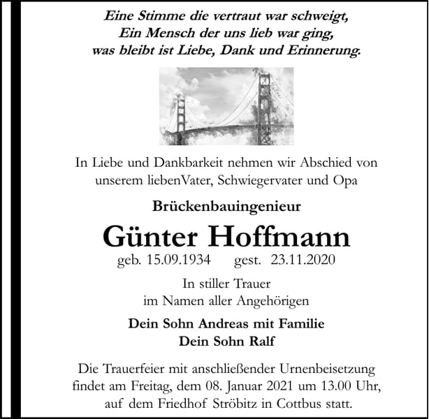 Traueranzeige Günter Hoffmann