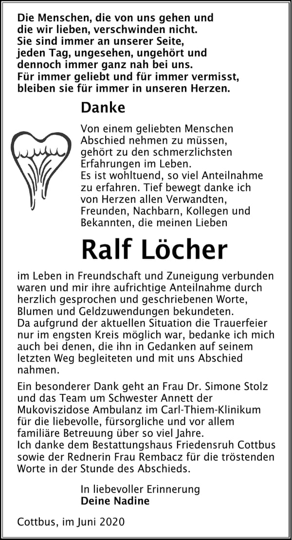 Danksagung Ralf Löcher