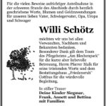 Danksagung Willi Schötz